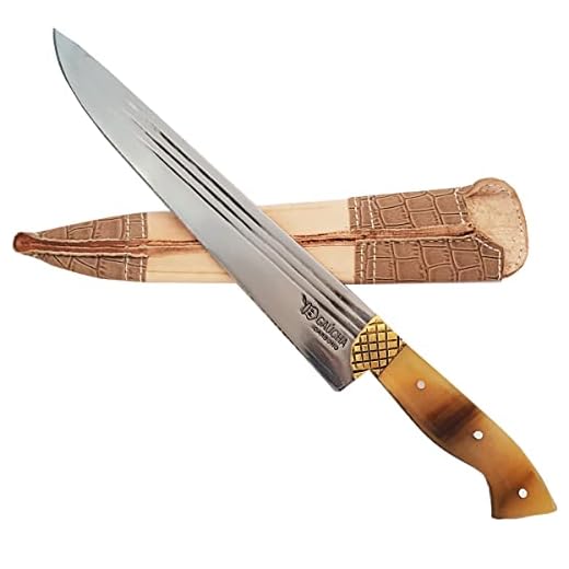 Facas Gaúcha, 1010TLCESCURO, Facão Faca Churrasco 10'' Carbono 1070 Full Tang Listrado Cabo Chifre Escuro, Aço