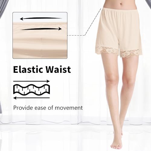 MANCYFIT Pettipants for Women Half Slip Culotte Shorts Split Skirt Lace Snip 4” Inseam2