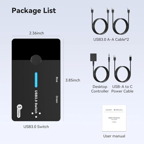 Conmutador USB 3.0 para 2 ordenadores con 4 puertos para compartir teclado y ratón tipo C 6