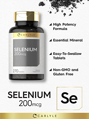 Selenium Supplement | 200Mcg Tablets | Vegetarian, Non-Gmo, Gluten Free | By Carlyle #TOP2