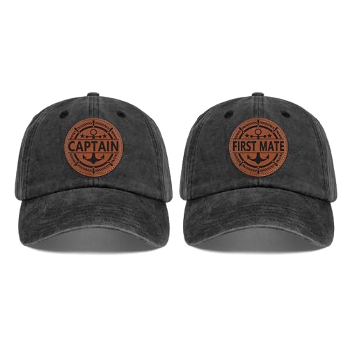 Captain and First Mate Hat for Men Women,Cool Boat Gifts for Boat Owners or Boat Costume,White/Blue