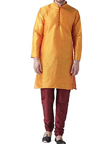 Kurta homme orange en soie résolvant le choix de tenue de cérémonie