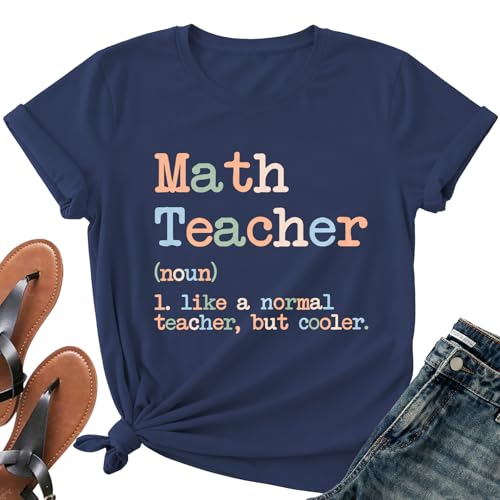 Image of Math Teacher Shirts for Women-Teaching Life Short Sleeves | Featuring inchMath Teacher (noun) Like a Normal Teacher But Cooler inch Design Great Gift for Math Lovers & Educators