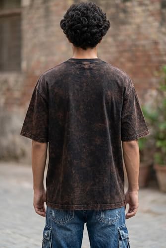 Image of boffi ... 100% Cotton Oversized T-Shirt Unisex Drop Shoulder Dye Washed Street Look Black Pack of 1