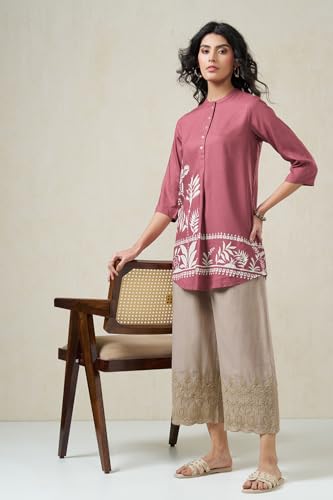 Image of Rangmanch by Pantaloons Women's 100% Cotton Bottoms | Regular Fit | Mid Rise Waist | Ankle Length