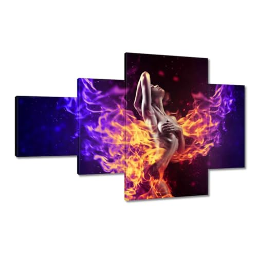 Toile imprimée femme en flammes 130x80 cm pour grand salon design moderne H6254Z