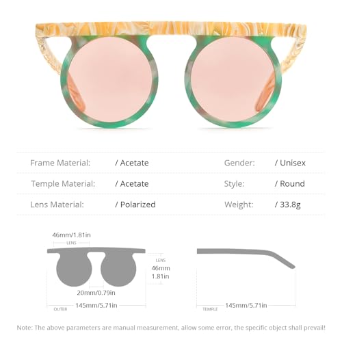 Image of HEPIDEM Acetate Vintage Retro Round Polarized Sunglasses for Men UV400 UV Protection Sun Glasses