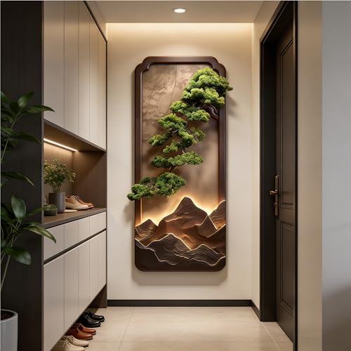 Décoration murale en grès texturé 3D avec éclairage LED télécommandé pour salon moderne