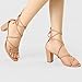 Allegra K Women's Strappy Lace Up Chunky Heeled Nude Heels Sandals 10 M US