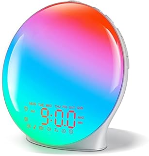 Sunrise Alarm Clock, Full Screen Wake Up Light with Sunrise Simulation, Dual Alarms, FM Radio, 8 Natural Sounds & Snooze, 3 Light Modes, Bedroom Digital Alarm Clock for Heavy Sleepers Adults Kids