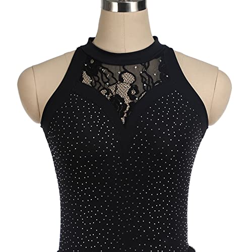 Schaatsen Jurk Meisjes Volwassen, Meisjes Dansvoorstelling Wedstrijd Kleding Jurken Schaatsen Sexy Kant Wedstrijd Kostuum Zwart FiveShops - Image 4