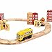 Motorized School Bus for Wooden Track - Yellow Schoolbus Themed Battery Operated - Includes Wooden Bus Stop Sign - Electric Powered Engine Toy for Wood Track for Kids
