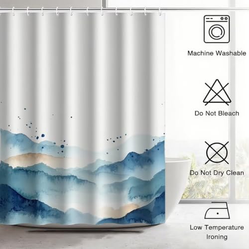 Rideau douche blanc 100x200 en tissu polyester imperméable lavable avec 12 crochets