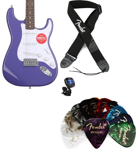 Squier Sonic Stratocaster Electric Guitar Essentials Bundle - Ultraviolet with Laurel Fingerboard