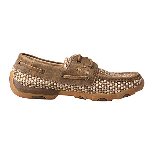 Image of Twisted X Women's Boat Shoe Canvas Driving Moccasins, Bomber /Ivory, 6.5 Medium