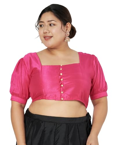 Image of studio rasa Women's Plus Size Silk Blend Button Down Crop Top for Wedding Festive Party
