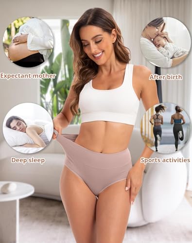 INNERSY Women's Underwear Cotton Soft Underwear High Waisted Breathable Briefs 5 Pack4