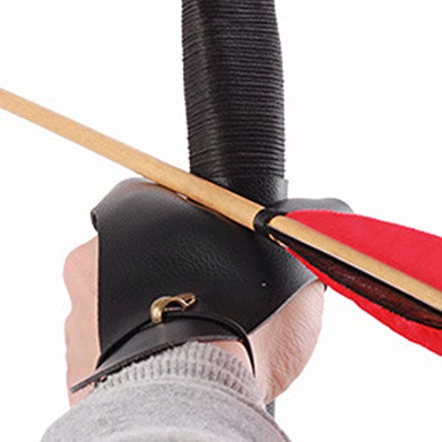 Archery Hand Guard, Protective Breathable Lightweight 2 Finger Protector Pu Leather Non Slip Durable Archery Glove For Left Hand, Traditional Longbow, Mongolian Bow, Archery Accessories(Black) #TOP3