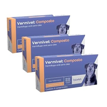 Kit 3 Caixas Vermífugo Biovet Vermivet Composto 600mg - 4 comprimidos por unidade