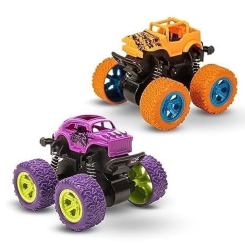 Image of TOYTONIC 4x4 Mini Monster Trucks for Kids - Push & Go Friction Powered Cars | 360 Stunt Spin Action | Pack of 2 Off-Road Vehicles | Toy Cars for Boys Ages 3-8 | Birthday Gift (Colors May Vary)