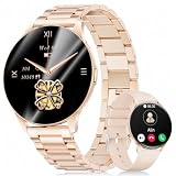 FitVigor Smartwatch da donna, 1,43" HD AMOLED Smartwatch con funzione telefonica/Cinturino in metallo premium, orologio sportivo in con 120+ modalità sportive, monitoraggio del sonno, Oro
