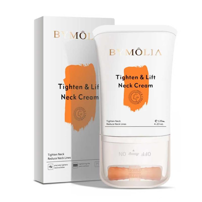 Neck Firming Cream with Roller – Anti-Aging Neck & Chest Cream with Collagen & Hyaluronic Acid, Tightening & Lifting, Smooths Wrinkles and Fine Lines, 4.23 fl oz