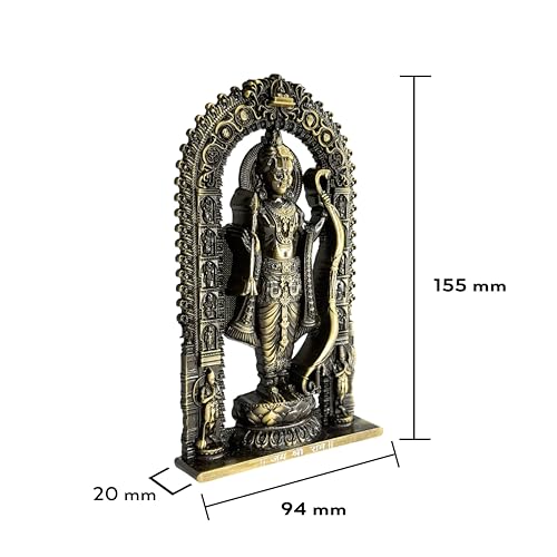 Image of Artbiz Metal Collection Ram Lalla Murti | 6 Inch Brass Lord Ram Idol for Home Temple | Ayodhya Shri Ram Statue | Metal Murti for Mandir, Office & Home Decor | Spiritual Gift Item (Brass)