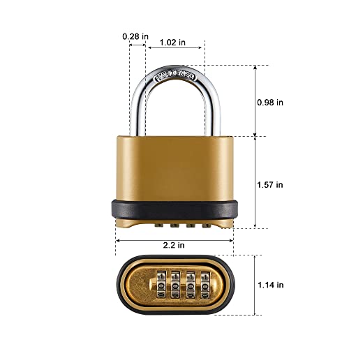 Cincinno 315614 Heavy Duty Weatherproof Combination Lock, 4-Pack Outdoor Combo Lock,Resettable Combination Padlock thumb #1
