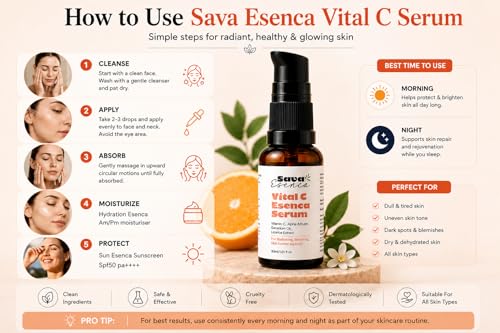 Image of Vitamin C Face Serum 30 ml for Glowing Skin | Brightening & Hydrating Serum with Alpha Arbutin & Geranium Oil | Lightweight Non-Sticky Daily Face Serum for All Skin Types