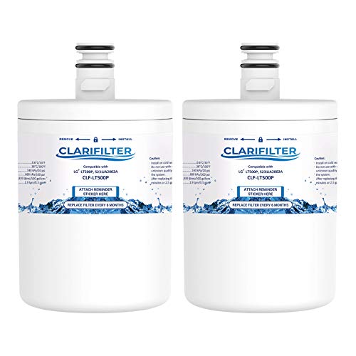 Clarifilter LT500P Cartucho de filtro de agua del frigorífico compatible con LG LT500P, 5231JA2002A 5231JA2002B; GEN11042FR-08 GEN11042F-08; ADQ72910901; ATAG AK100V, 6572447, 88009234 (2) Cover