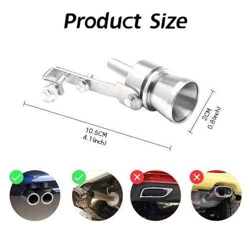 Turbo Sound Whistle, Aluminiumlegierung Auto Turbo Sound,Blow Off Ventil Simulator Whistler, Auspuff Schalldämpfer, 2 Stück Turbo Sound Simulator Pfeife Turbo Roar Sound Auspuff Whistle, Silber