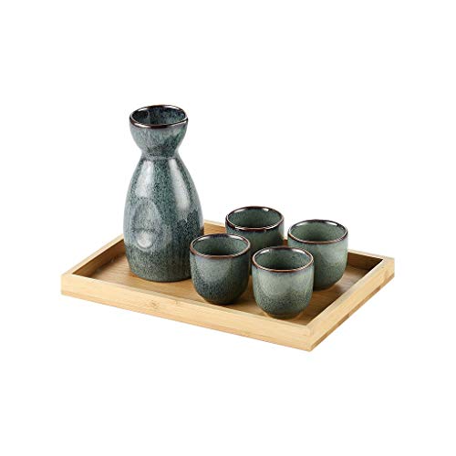 Sake Cup 6 Piece Set of Fog Green Handicraft Wine Glass Vintage Ceramic Sake Cup Cold/hot/Tea/Sake Cup Sake Pots