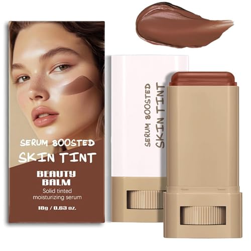 Foundation Stick, Beauty Balm Serum Boosted Skin Tint, Tinted Moisturizer, Skin Tint for Black Women, Contour Stick for Face Makeup, Buildable Foundation, Natural Finish, All-Day Wear (# 02)