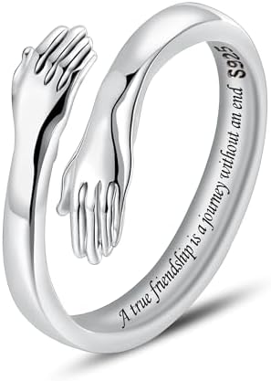 LOVECOM Regalos de Navidad, anillo de abrazo, anillo de plata de ...