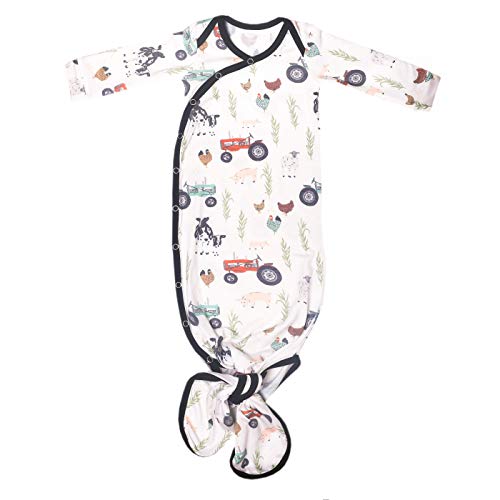 Image of Copper Pearl Baby Gown - Knotted Newborn Sleepers for Baby Boy and Girl, Soft Stretchy Long Sleeve Infant Gowns with Bottom Tie and Hand Mittens, Perfect Hospital Coming Home Outfit (Jo)