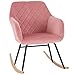 Duhome Sedia a Dondolo Design Retro Poltrona a Dondolo con Piedini in Metallo e Legno Sedia Imbottita Poltrona poltroncina 8026Y, Colore:Rosa, Materiale:Velluto