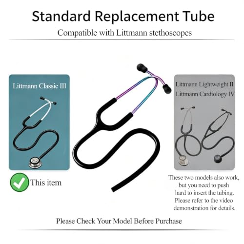 Image of Stethoscope Replacement Tube Rainbow Black Tubing fits for Littmann III