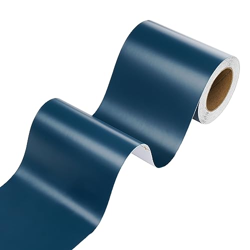Stickyart Navy Blue Border Wallpaper Peel and Stick Bathroom Mirror Frame Waterproof Removable Mirror Frame Border Self Adhesive Bulletin Board Trim Tape Vinyl for Kitchen Classroom Door 3inx50ft