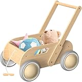 2025 HOMEKOL Wooden Baby Walker, Baby Walker, Adjustable Speed for Boys and Girls, Baby Activity Center, Birthday, Christmas and New Year's Gift, Log Color