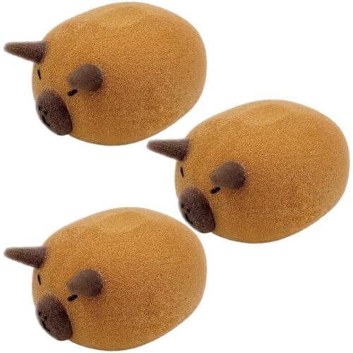 Tsffae 3 Esponjas De Baño De Capibara con Forma De Animal De Dibujos Animados, Suaves Y Exfoliantes, para Ducha, Accesorios De Baño.