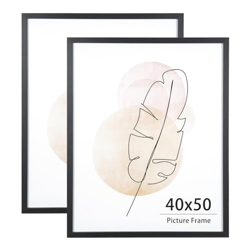 KAIWIN Bilderrahmen für Wand und Schreibtisch, Schwarz, 40 x 50 cm, 2 Stück Puzzlerahmen mit Acrylglas zum aufhängen Benutzt für Wohnzimmer, Schlafzimmer, Arbeitszimmer, für Poster und fotos