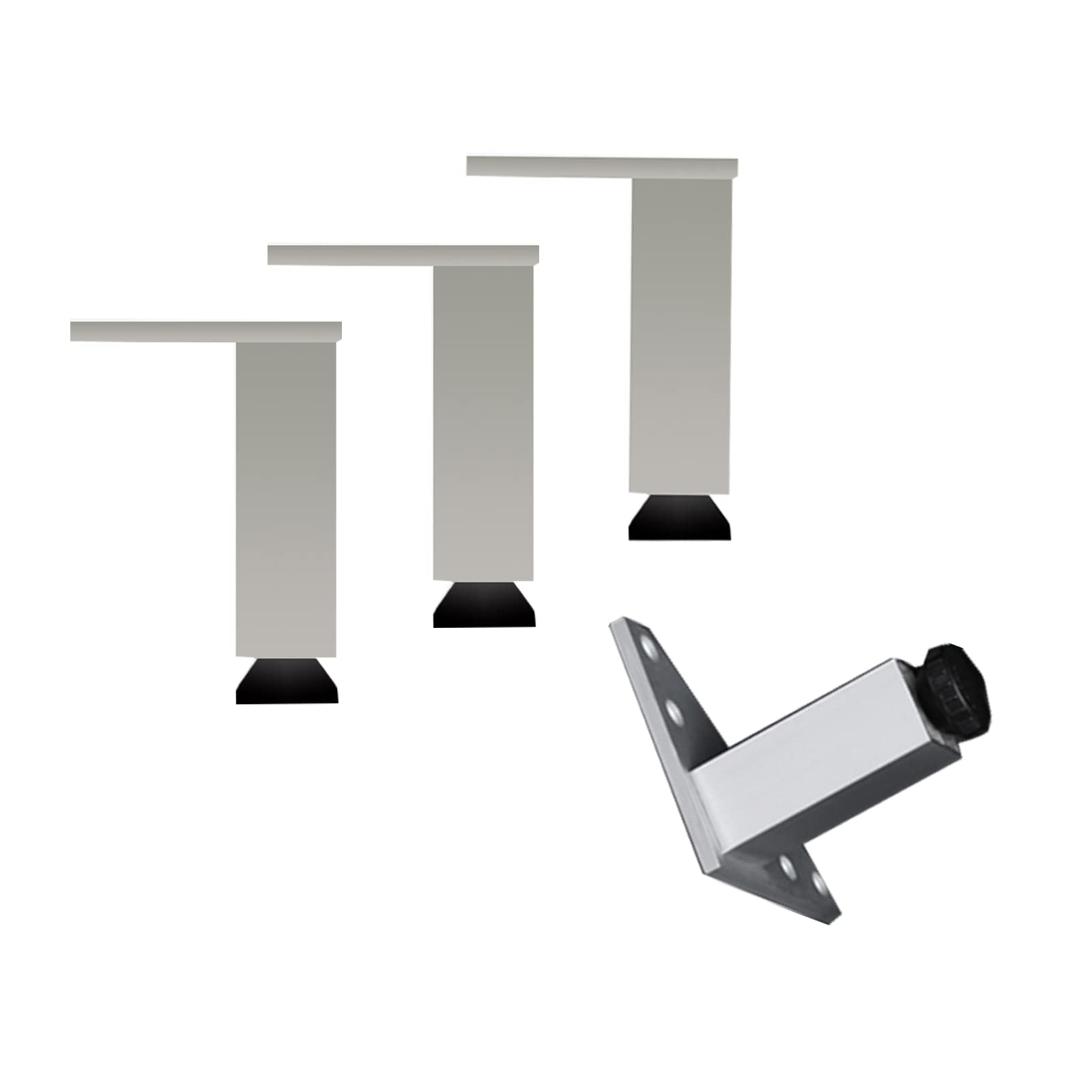 KFGISD, Set of 4 Aluminum Alloy Metal Bench Legs,Adjustable:1cm,for Sofas,Desks,TV Cabinets ，Metal Furniture Legs(10cm/3.9in)