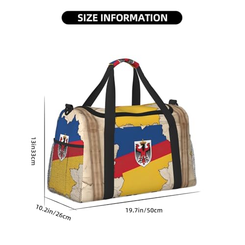 Thuringia flag Map with an eagle pattern print Travel Duffle Bag Gym Bag for Women,Puffer Tote Bag,Weekender Overnight Bag Organizer4