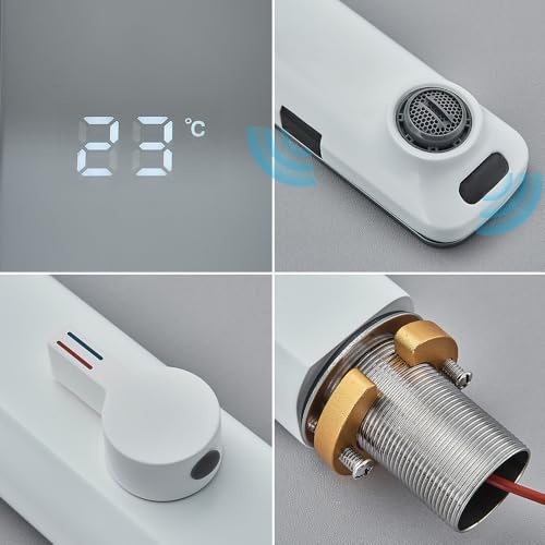 Grifo de lavabo con sensor moderno blanco para baños elegantes y funcionales 6