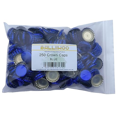 BALLIIHOO Pack of 250 Crown Bottle Caps - Blue