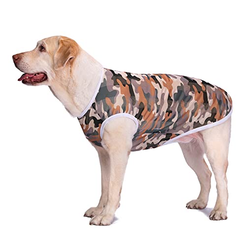 KUTKUT T-Shirt for Small, Medium Large Dogs, Camouflage Quick Dry Dog Shirts Breathable Strechy Dog Sleeveless Tank Top for ShishTzu, Beagle, Corgi, Husky, Labr, Retriver etc (Size: 5XL)