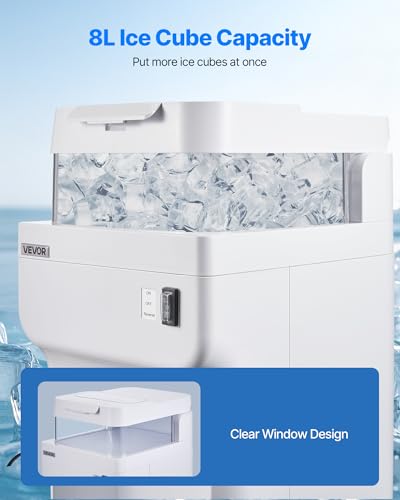 Image of VEVOR Commercial Ice Shaver Crusher, 220lbs Per Hour Electric Snow Cone Maker with 8L Ice Cube Box, 350W 1500RPM Tabletop Shaved Ice Machine for Parties Events Bar, Home and Commercial Use (White)