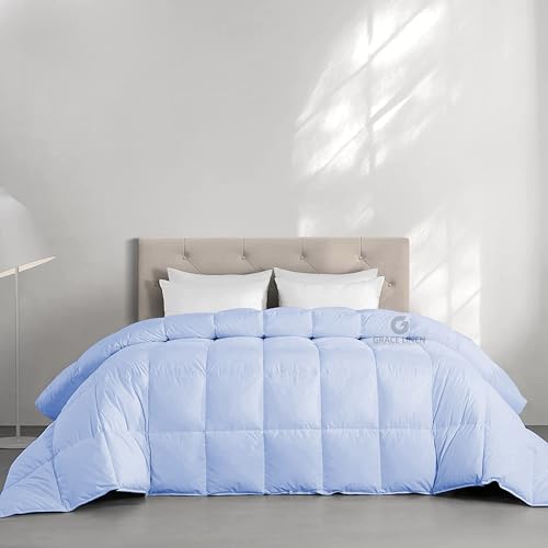 Image of Restful Sleep All Weather Comforter King Size - Dohar /Rajai /Blanket /Duvet -250 GSM Quilt Soft Microfiber Fill King Size (92 inchX106 inch) - Sky Blue Color