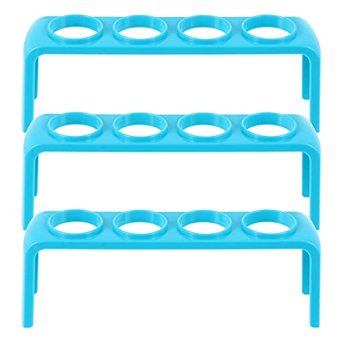 VILLCASE 3 soportes de tubo de ensayo de plástico con 4 agujeros para niños, estudiantes, escuela, suministros de laboratorio