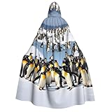 Renaissance Touch : le costume d'Halloween à capuche imprimé pingouin heureux dispose d'un design inspiré de la Renaissance, évoquant l'esprit de l'époque médiévale. Sa silhouette classique à capuche ajoute une touche authentique et historique à votre costume, parfait pour les événements à thème.